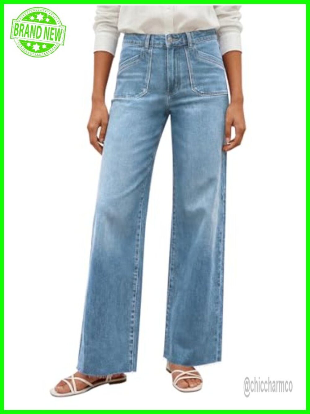 Wide Leg High Waisted Boyfriend Jeans Stretchy Straight Denim Pants Frayed Hem